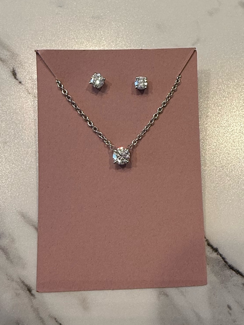 Brilliant Earth lab grown 1/2 ct. diamond necklace and 1/2 ct. diamond earrings